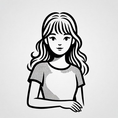 Girl with wavy hair smiling