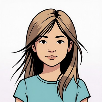 Young girl with flowing hair