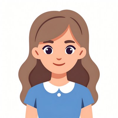 Friendly girl with long brown hair