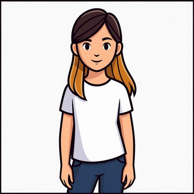 Cartoon girl standing confidently