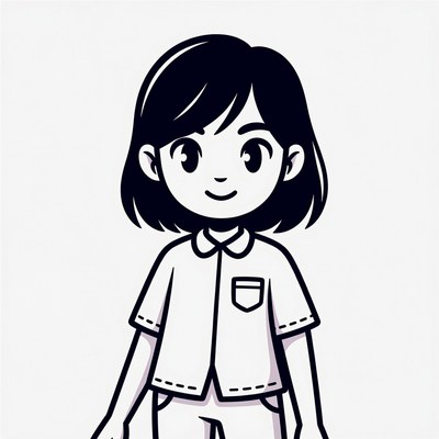 Cheerful girl character illustration