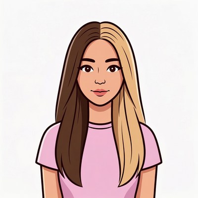 Girl with split hair color expression