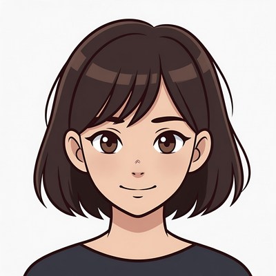 Friendly animated girl with bob haircut