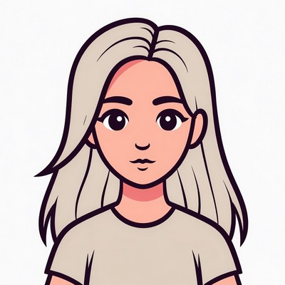 Girl with long hair in minimal style