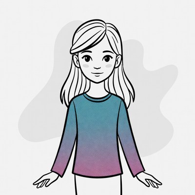 Cute girl in colorful shirt