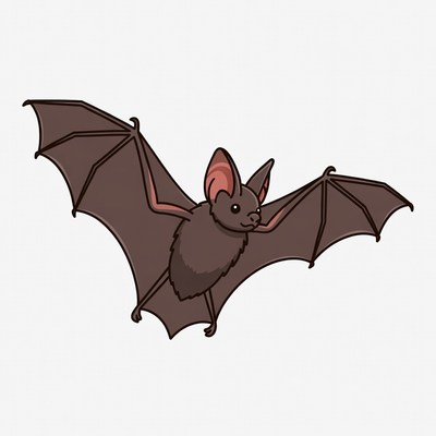Cute cartoon bat flying freely