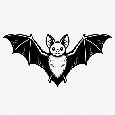 Bat with detailed wings and facial features