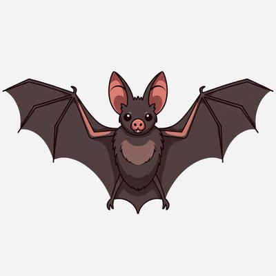 Cute cartoon bat flying freely