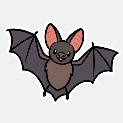 Cute cartoon bat with open wings