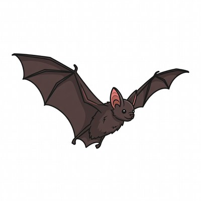 Cartoon bat flying in clear sky
