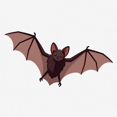 Cute cartoon bat flying freely