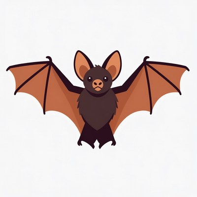 Cute cartoon bat with spread wings