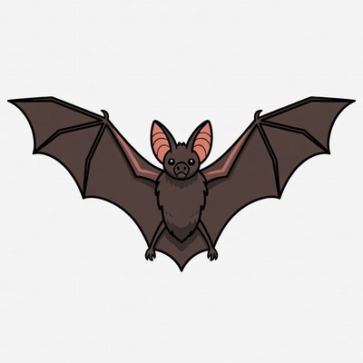 Cartoon bat flying with spread wings