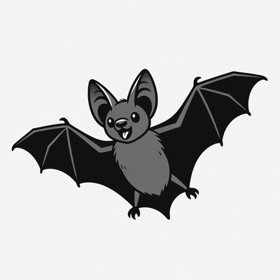 Cute cartoon bat in flight