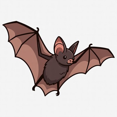 Cute cartoon bat flying