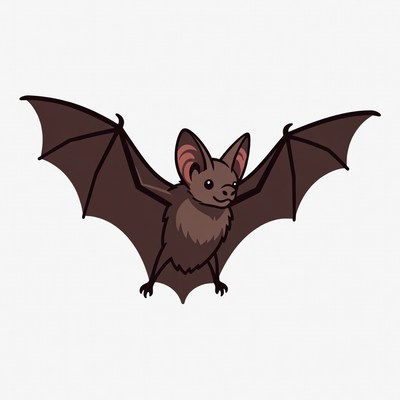 Cute cartoon bat with spread wings