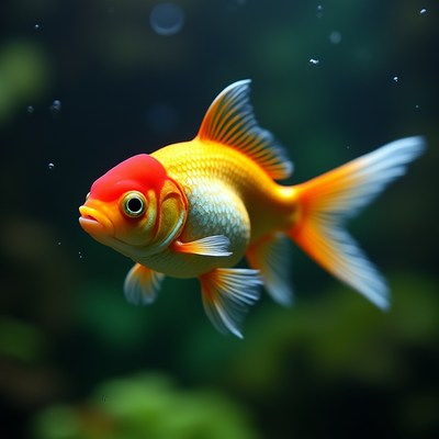 Colorful goldfish swimming in water