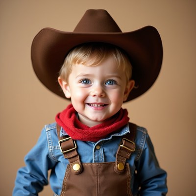 Cowboy boy in brown hat