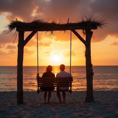 Sunset swing by the beach