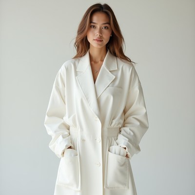 Model poses in minimalist outfit indoors