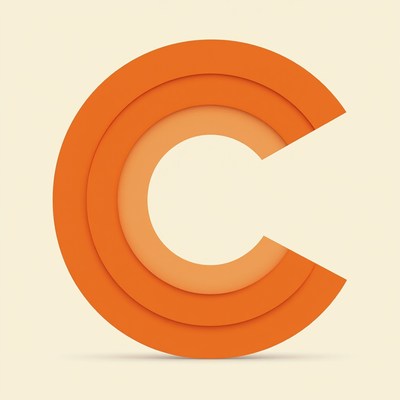 Layered orange letter c design