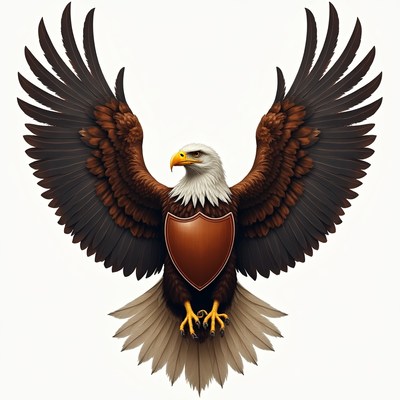 Eagle with spread wings and shield