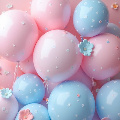 Colorful balloons with flowers