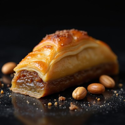 Fresh pastry with nuts and syrup