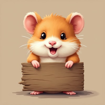Happy hamster holding a sign
