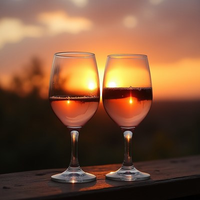 Glasses at sunset in nature