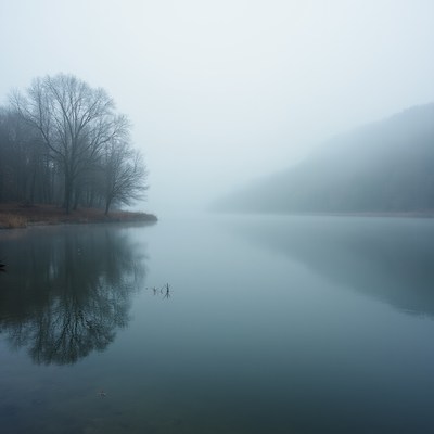 Foggy morning at the lake