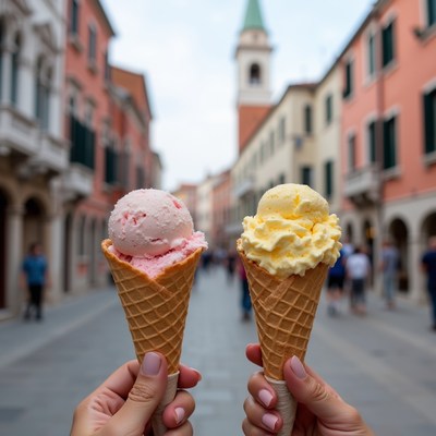 Enjoying ice cream in the city
