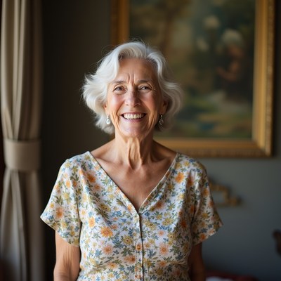 Smiling woman in home setting