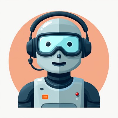 Robot with headset in simple design