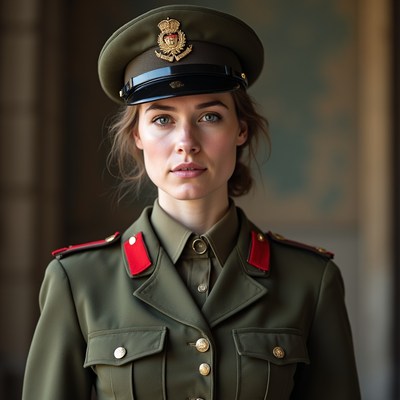 Military officer in uniform poses