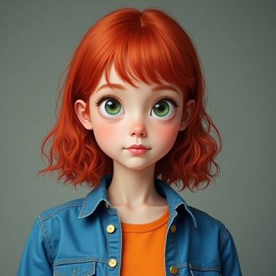 Girl with orange hair and green eyes