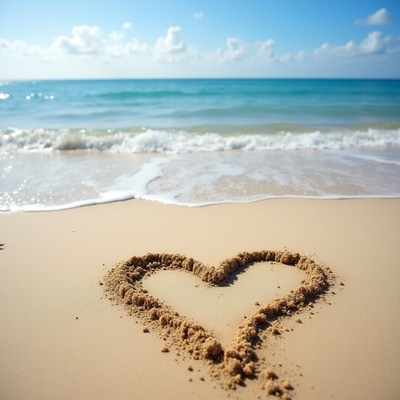 Heart shape in sandy beach