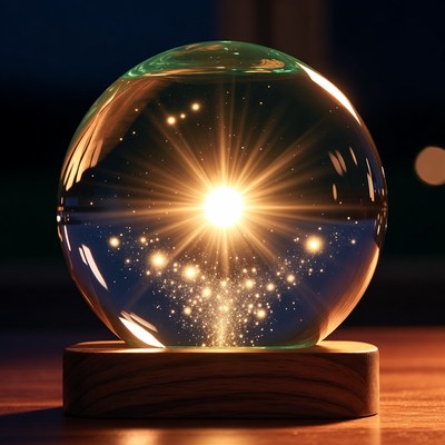 Light in a crystal sphere during evening