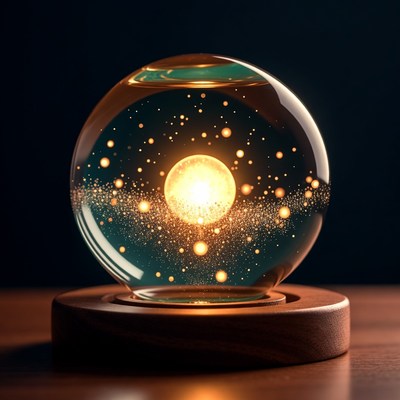 Light and motion in glass sphere