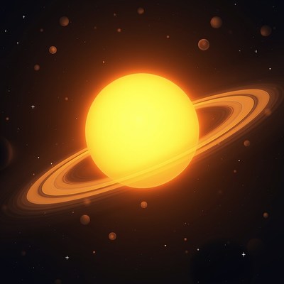 Bright sun with saturn rings