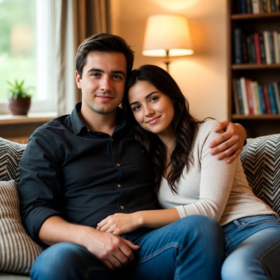 Couple sitting together in cozy setting