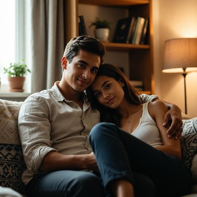 Couple sharing a moment indoors