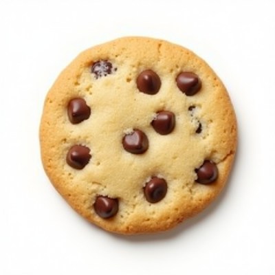 Chocolate chip cookie on white background