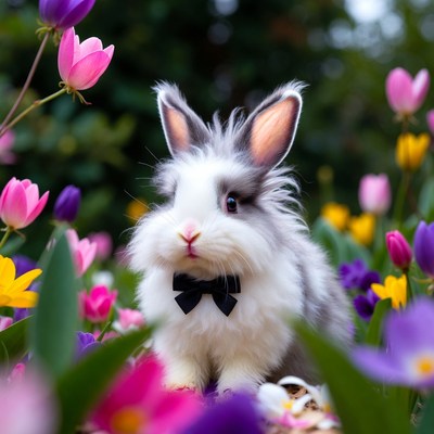 Rabbit in a field of flowers