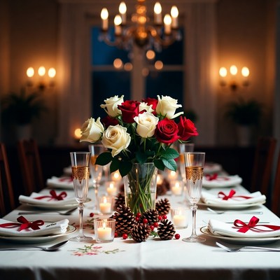 Dinner table setup for festive gathering