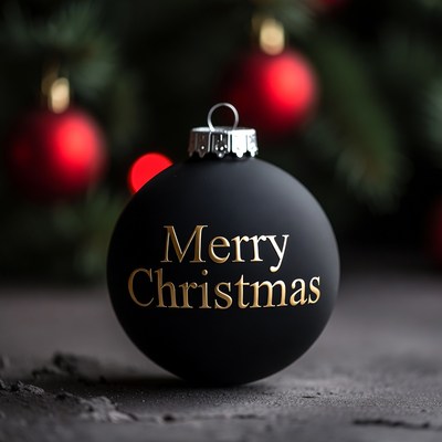 Black ornament with festive red balls