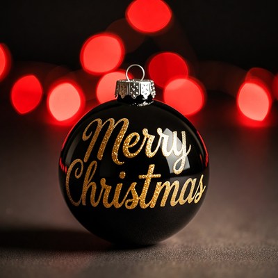 Black christmas ornament with message