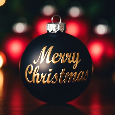 Black ornament with christmas greeting