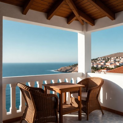 Scenic balcony view by the sea