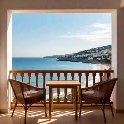 View from balcony overlooking beach